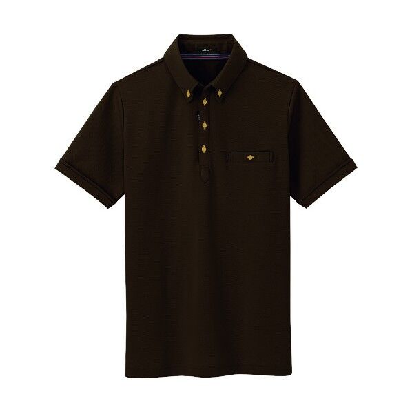 部屋干しボタンダウン半袖ポロシャツ(男女兼用) 022ブラウン S 7667 1