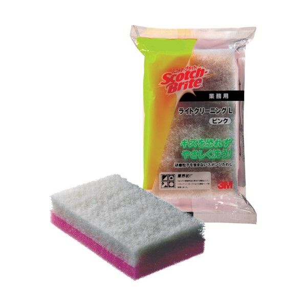 ライトクリーニングたわし スコッチ・ブライト(TM) ピンク 140×83×35mm JTW5805 1個