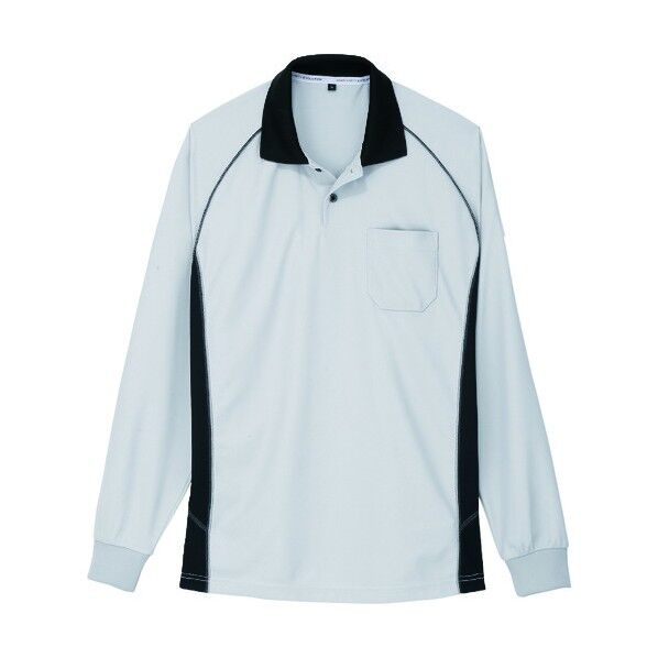 長袖ポロシャツ A-3378 3シルバー M A-3378-3-M 1点