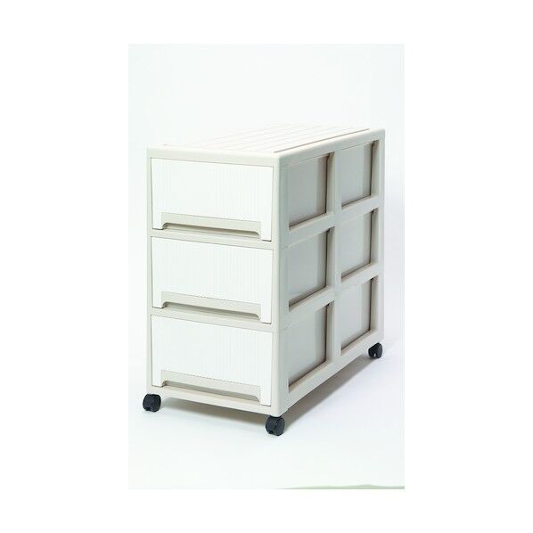 4 収納ケース オーラ 7471 3段 W ホワイト 390×740×710 25164 1点