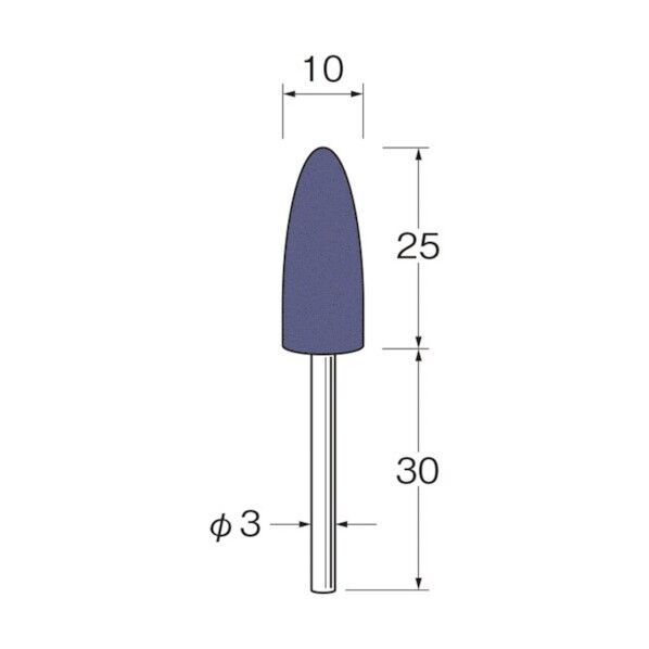 軸付グリーンカーボランダムゴム砥石外径(mm):10粒度(#):90 R3342 10本