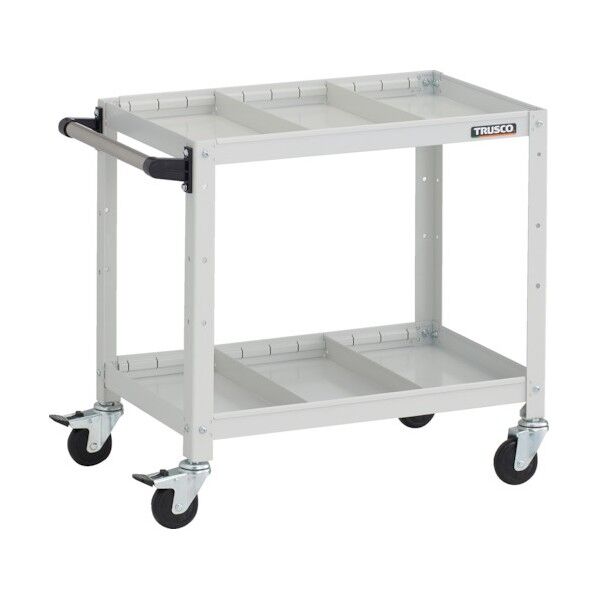 ラビットワゴン 600X400XH600 2段 仕切板2段付 ハンドル付 ゴム車輪 ホワイト RBW-662S2H W 1点