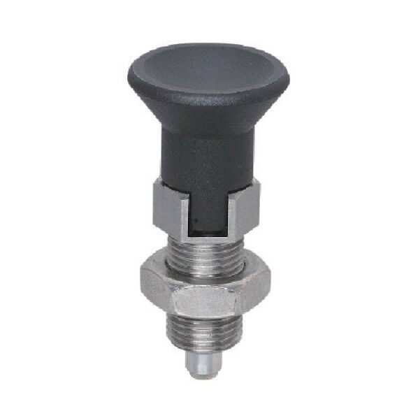 インデックスプランジャー ノーズロック型 ダブルナット SUS製 ノーズ焼入無し