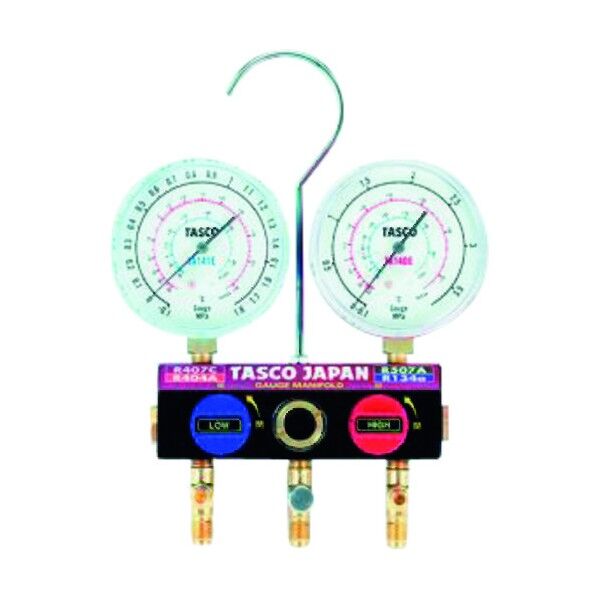 ボールバルブ式ゲージマニホールドキット(ホース・ケース無し)(R404A、R134a) TA124EK-1 1