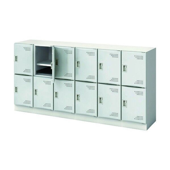 スクールロッカー 6列2段 12人用 M扉 ライトグレー JTSL-M-62-NJ-LG 1点