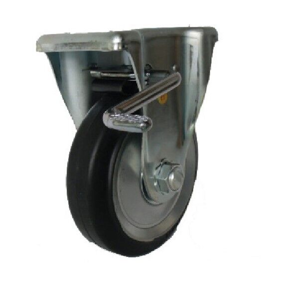 プレス製固定金具ブレーキ付黒ゴム車