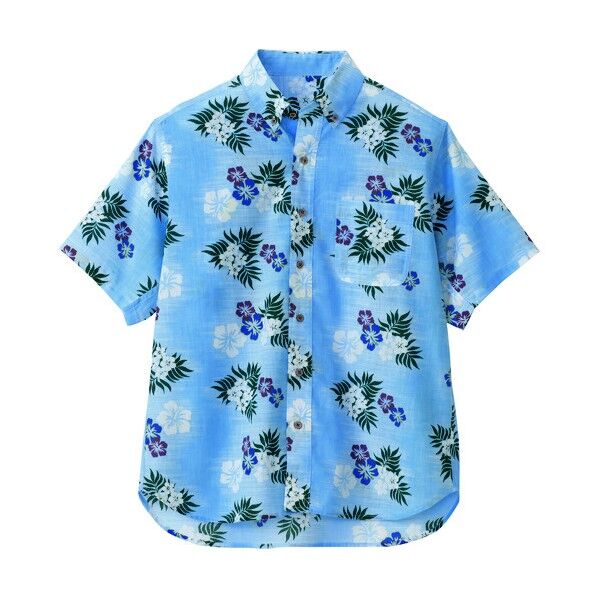 ボタンダウンアロハシャツ（カジーマ）（男女兼用） 007サックス L 56110 1