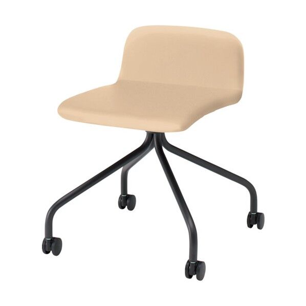 ノットワークローバックキャスターチェア張りぐるみ 脚サテンブラック・ウレタンレザーミルキーホワイト KLL-235DK-T1H8 1点