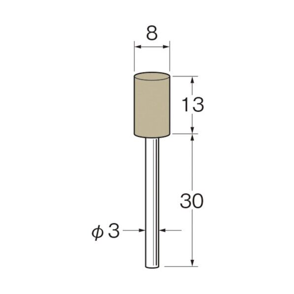 軸付弾性砥石(PVA砥石)外径(mm):8粒度(#):80 R7321 10本