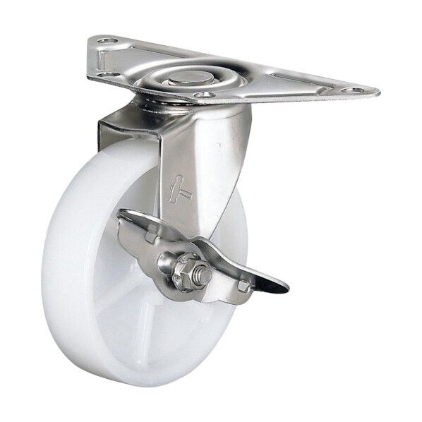 オールステンレスコーナーE型自在SP付ナイロン車100mm