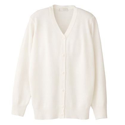 抗ピル長袖カーディガン 101ホワイト LL 861381 1