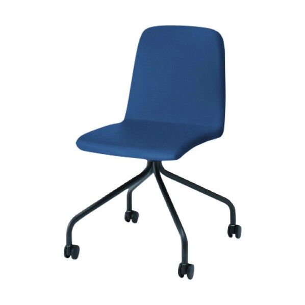 ノットワーク背座一体キャスターチェア張りぐるみ 脚サテンブラック・ウレタンレザーインディゴブルー KLL-135DK-T1N2 1点