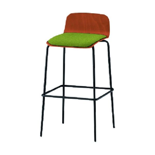 ノットワークハイチェア座パッド付 背座ラスティックビーチM・脚サテンブラック・布地リーフグリーン KLL-123C-TTQ3 1点