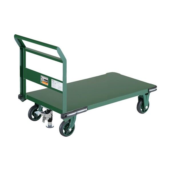 鋼鉄製運搬車 1200X600 Φ150 ハンドル側自在車 鋳物車輪 Lストッパー付 OH-2LRSS 1点