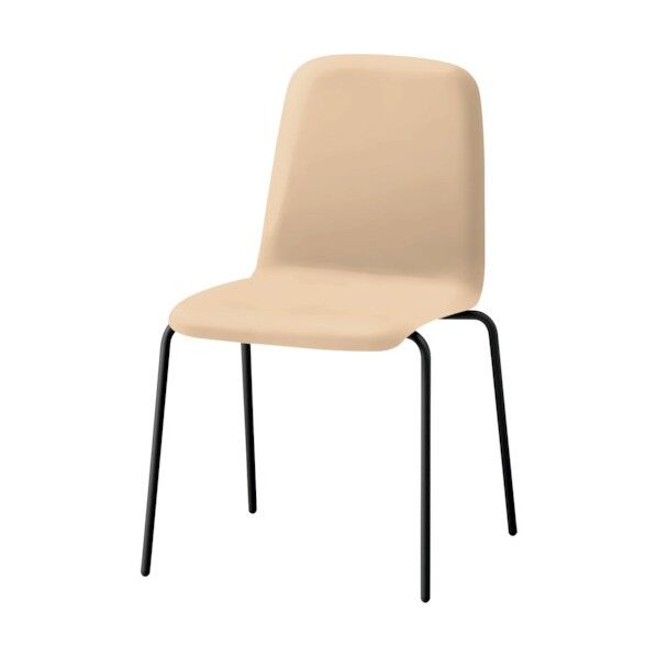 ノットワーク背座一体チェア張りぐるみ 脚サテンブラック・ウレタンレザーミルキーホワイト KLL-130DK-T1H8 1点