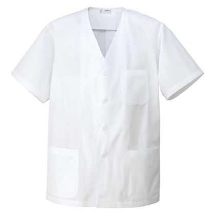 メンズ衿なし半袖調理着 101ピュアホワイト 4L HH322 1