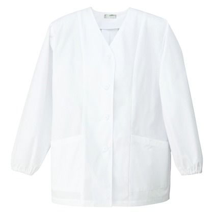 レディース衿なし調理着 101ピュアホワイト 3L HH336 1