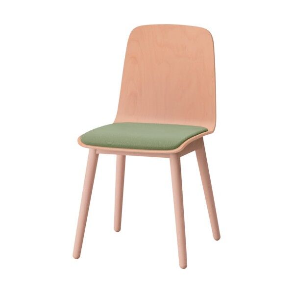 ノットワーク背座一体木脚チェア座パッド付 背座木脚ラスティックビーチL・布地アボカドグリーン KLL-124C-LL8 1点