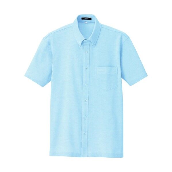 半袖ニットボタンダウンシャツ（男女兼用） 007サックス SS 7854 1