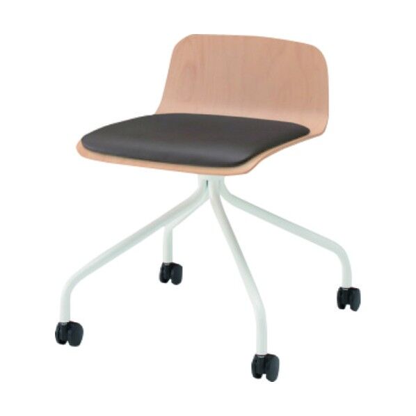 ノットワークローバックキャスターチェア座パッド付 背座ラスティックビーチL・脚ホワイト・ウレタンレザーセピアブラウン KLL-225DK-GHK1 1点