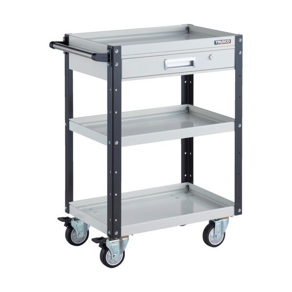 イーグルワゴン 600X400XH880 引出付 4輪自在 ウレタン車輪 ホワイト/ブラック EGW-963VUJ-WBK 1点