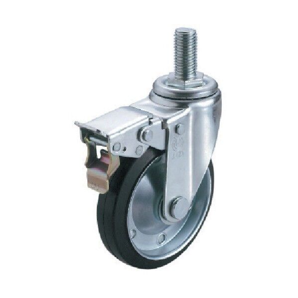 ねじ込みキャスターダブルS付自在車 ゴム車輪ベアリング入