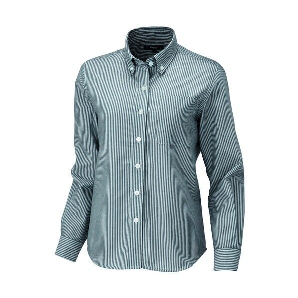 レディース長袖オックスボタンダウンシャツ 104グレーストライプ 4L 7871 1