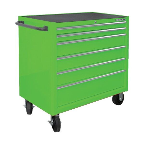 6段引き出し ロールキャブ エクストリームグリーン ゴムマット仕様天板