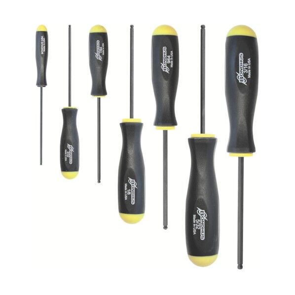 ボールポイント六角棒ドライバー セット:インチ