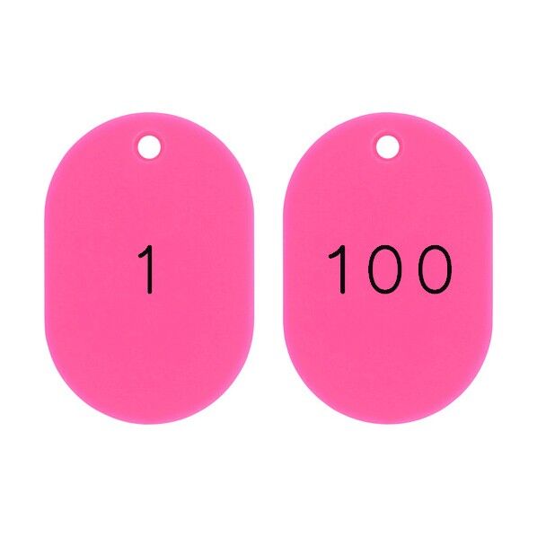 小判型番号札 1~100/連番号入 小判札453‐P(1~100) ピンク 45×30mm 200161 100枚