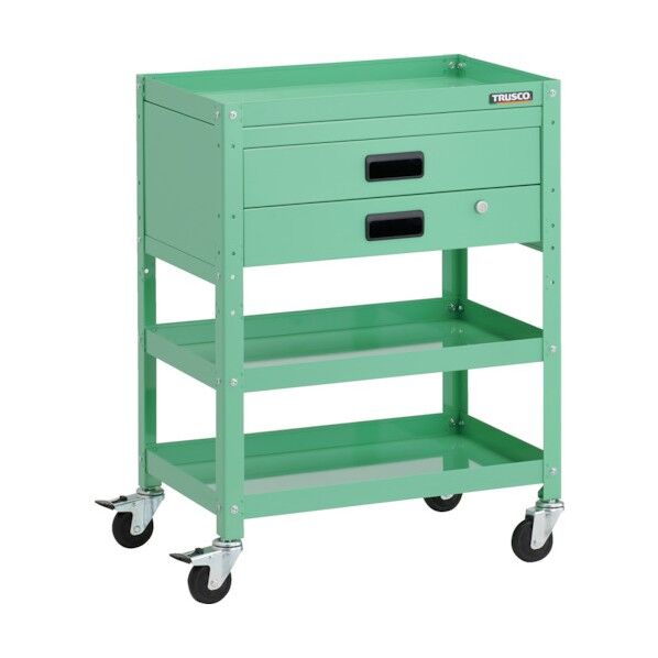 ラビットワゴン 600X400XH810 2段引出付 ゴム車輪 ヤンググリーン RBW-863X-YG 1点