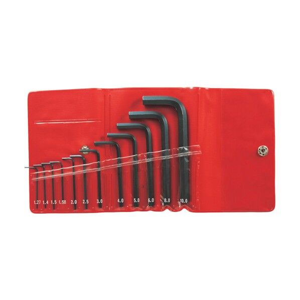 六角棒スパナ標準寸法ビニールポーチ入12本セット1.27~10mm 013-1 12本