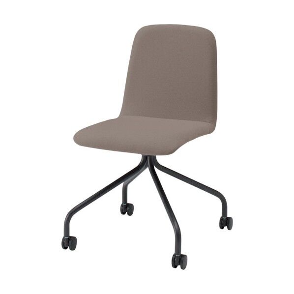 ノットワーク背座一体キャスターチェア張りぐるみ 脚サテンブラック・布地アンバー KLL-135C1-T1K2 1点