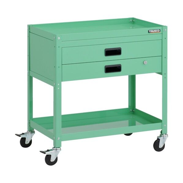 ラビットワゴン 700X450XH740 2段引出付 ゴム車輪 ヤンググリーン RBW-772X-YG 1点