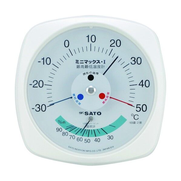 ミニマックス1型最高最低温度計湿度計付き 7308-00