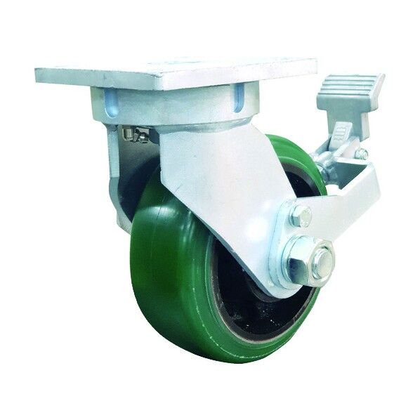 鍛造型 重荷重用 耐熱ウレタン車 自在ストッパー付(固定切リ替エ機能PSL取リ付ケ可能) 152mm TP7360-01-PCI-WB-PSL 1個