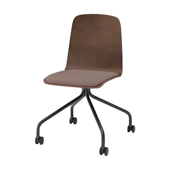 ノットワーク背座一体キャスターチェア座パッド付 背座ラスティックビーチD・脚サテンブラック・布地アンバー KLL-125C-TNK2 1点