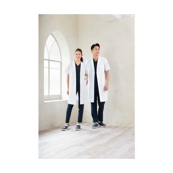 フォーク メンズ診察衣シングル半袖 ホワイト 4L 1532PO-1-4L 1点...