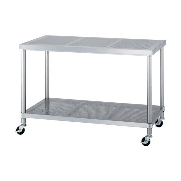 ステンレス作業台パンチング天板ベタ棚キャスター付 PAPBNC-15060 1