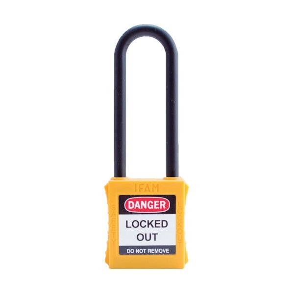 ロックアウト用南京錠 ナイロン製シャックル(ツル長) 黄 44806 1点