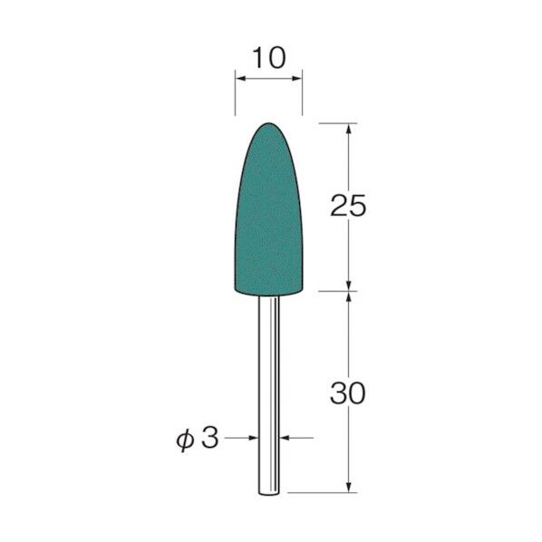 リューター 軸付グリーンカーボランダムゴム砥石 157 x 110 x 11 mm R3343 10本