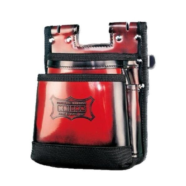 鳶職向仕様ツーウェイタイプアドバンガラス革2段腰袋(赤)