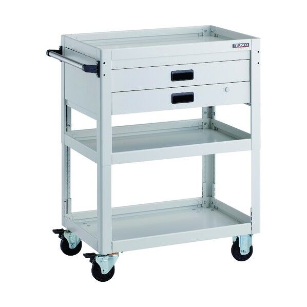 ツールワゴン ドルフィン 高さ調節式 750X500 2段引出 W色 DLWS-A973X-W 1点