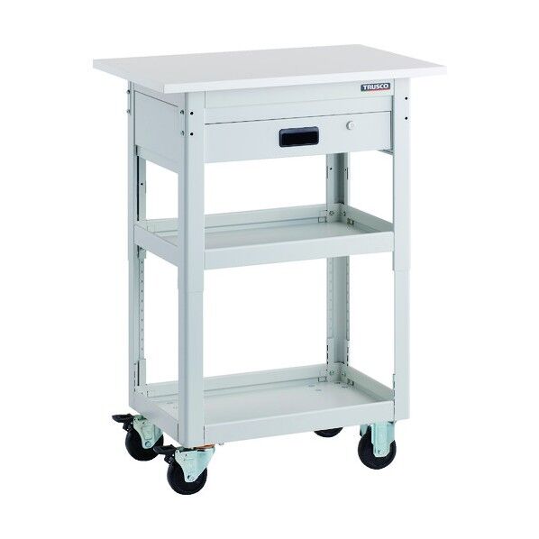 ツールワゴン ドルフィン 高さ調節式 天板付 750X500 1段引出 W DLWS-A963TV-W 1点