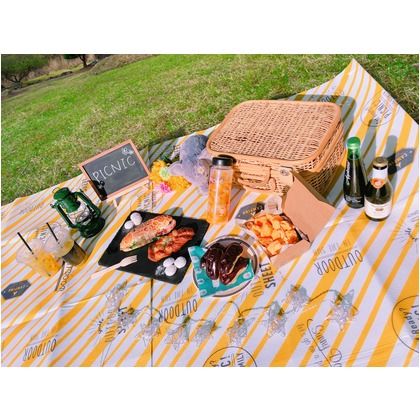 3WAY アウトドアシート イエロー 幅90×奥行120×厚み0.2cm 2枚