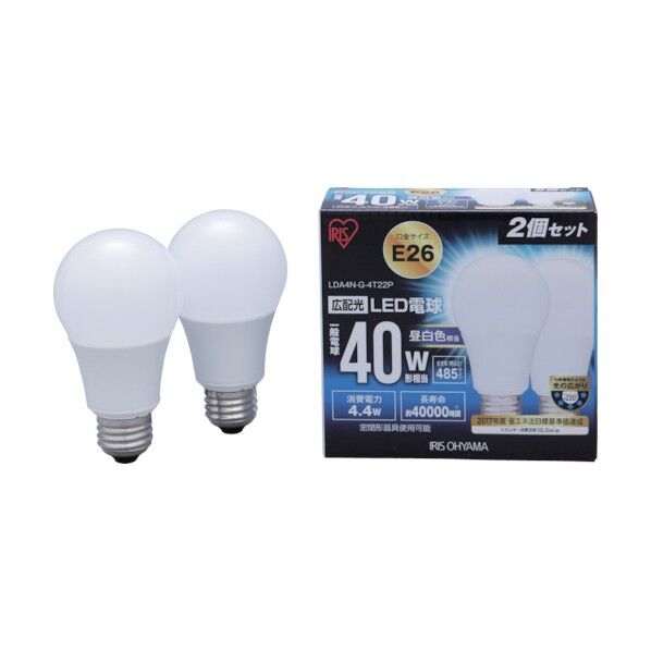 LED電球E26485lm広配光昼白色2個セット LDA4N-G-4T22P 2個