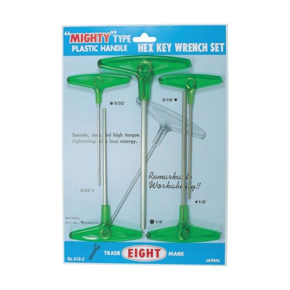 T型六角棒スパナ樹脂ハンドル5本セット3/32~1/4