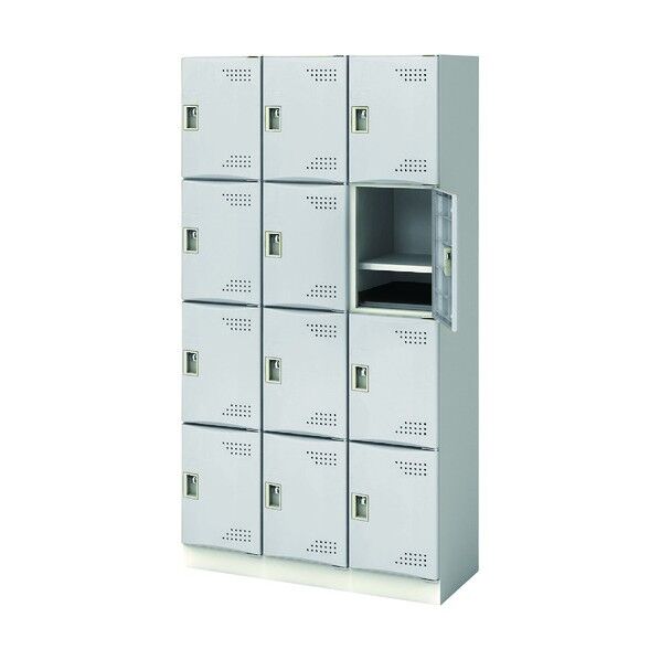 スクールロッカー 3列4段 12人用 M扉 ライトグレー JTSL-M-34-NJ-LG 1点