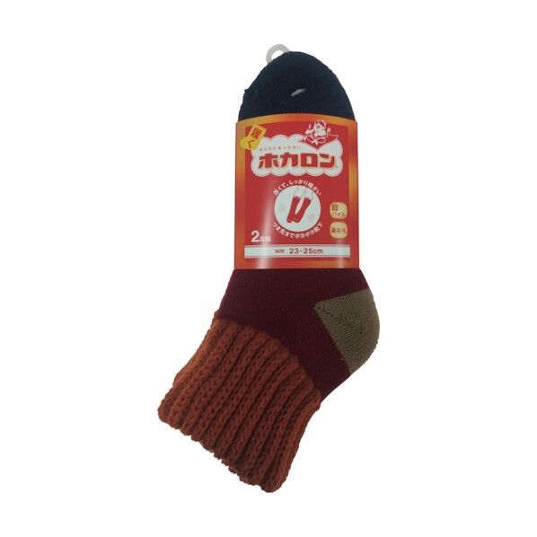 婦人ホカロン 総パイルアクリル切替 アカ HKCLD16TP16 2足