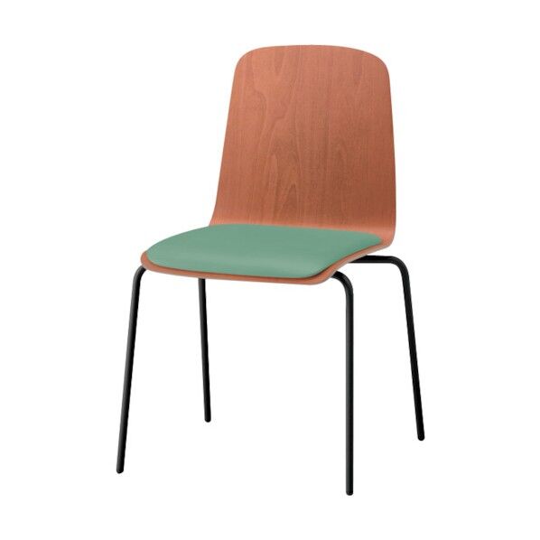 ノットワーク背座一体チェア座パッド付 背座ラスティックビーチM・脚サテンブラック・ウレタンレザーライトグレイッシュグリーン KLL-120DK-TTE4 1点